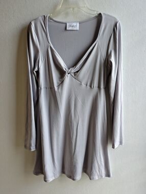 Light Gray Twist Front Tunic Dress Top Size M:Medium (Starlet)